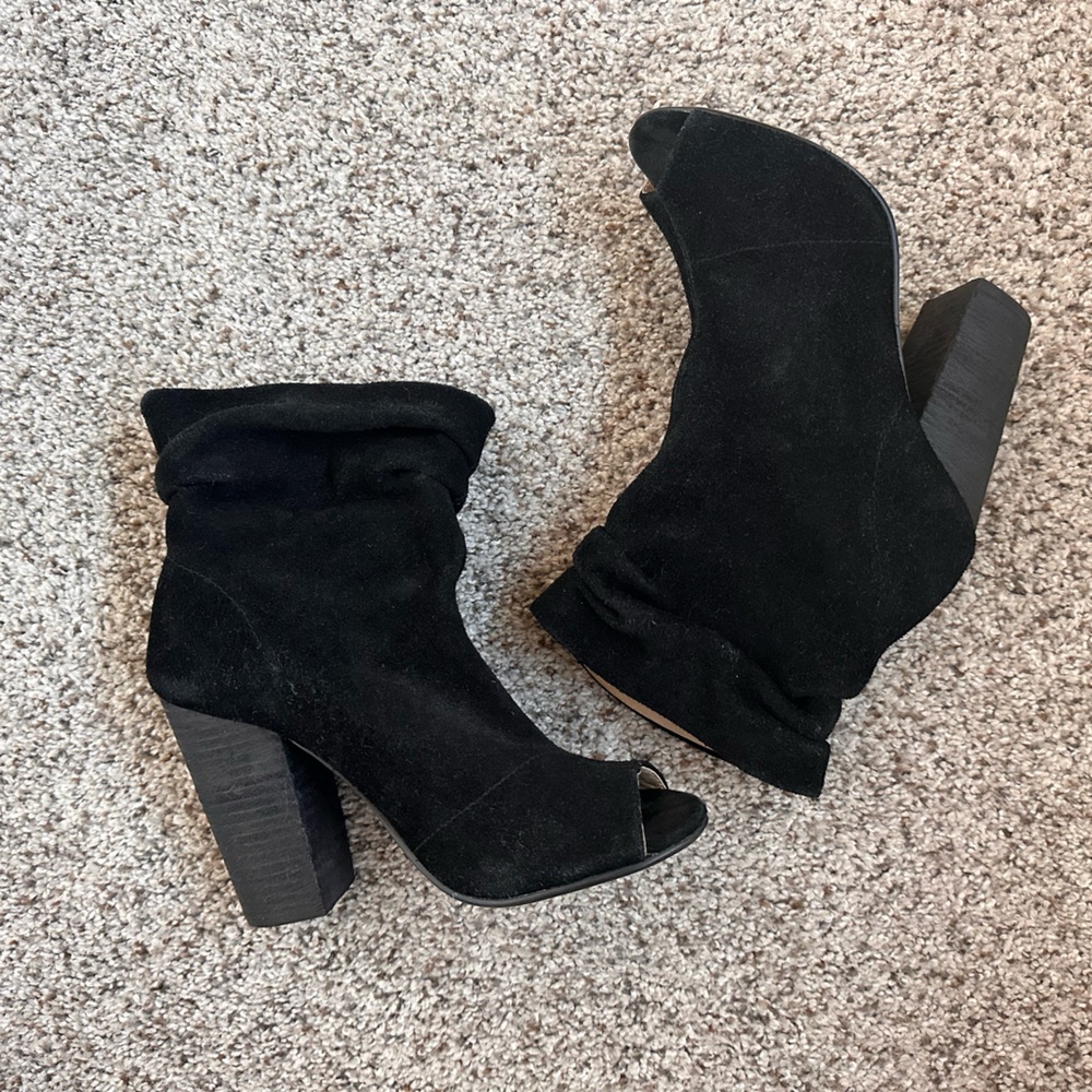 Nine West Suede Open Toe Bootie